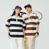 Heren Polo Mannen Gestreepte Hit Kleur Sweatshirt Polo Kraag Trui Vrouwelijke Plussize Harajuku Stijl Dames Vintage Preppy Top 230711