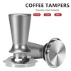 Tampers 51 mm53mm58 mm roestvrijstalen espresso koffie knabbelen poeder Hammer drukken 30 pond Leer geladen koffieware -accessoires 230712