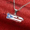 Pendant Necklaces Stainless Steel Puerto Rico Map Enamel Flag For Trendy Women Charm Jewelry