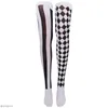 Femmes chaussettes adultes filles Halloween bas noir blanc rayure Clown impression chaussette pour carnaval Costumes Cosplay accessoires