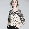 Blouses pour femmes M-4XL mode chemise en mousseline de soie 2023 printemps été ample imprimé fleuri hauts manches chauve-souris décontracté femmes Blouse