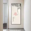 Flor de lótus coração sutra obras de arte chinês zen pintura em tela pôster arte de parede impressão de imagens para escritório sala de estar decoração de casa l230704