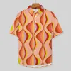 Heren Casual Shirts Retro Mod Patroon Blouses Man 60s Esthetische Hawaiiaanse Korte Mouw Cool Oversized Strand Shirt Cadeau