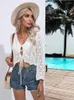 Kvinnors T -skjortor Kvinnor Summer Solid Short Crop Top Elegant Casual Fashion Office Lady Pullover Cut Out Streetwear Long Sleeve 2023
