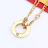 mens necklace designer for women gold jewelry double loop pendant initial necklace tennis chain Rose Gold stainless steel luxury diamond necklace circles