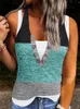 Zbiorniki damskie Fake Twopece Tank Top Top Summer Casual Slimeeveles Buils Basic Cami Kolor Block Button 2023 Design 230713