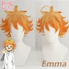 Whole-Anihut Emma Cosplay peluca Anime Yakusoku no Neverland mujeres naranja Cosplay peluca 63194 The Promised Neverland Emma273a