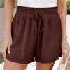 Shorts pour femmes 2023 été coton pantalons courts noir cordon poches plissé décontracté femme lâche mode dames bas