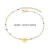 Bracelets de cheville 2023 classique rond lettre initiale cheville femmes mode chaîne colorée pour bijoux cadeau