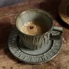 トレイオリジナルのセラミックカップとソーサー付きマグヴィンテージコーヒーマグ250ml磁器朝食デザートパンカップギフト