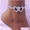 Anklets Bohemia Rhinestone Chain Womens Sier Gold Color Luxury Bracelet On Leg Accessories Party Fashion Jewelry Drop Deliver Dhuta
