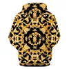 Herren Hoodies Mode 3D-Druck Goldene Blume Luxus Unisex Kapuze Barock Stil Herren Harajuku Plus Size Mantel Pullover Casual Top