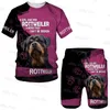 Agasalhos masculinos Agasalho de verão Rottweiler Cachorro Padrão Camiseta Shorts Conjunto Roupas esportivas Masculino Streetwear Terno Roupas casuais ao ar livre 230712