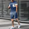 Mens Trailtsuits tshirt şort set spor giyim 2PREAMY Moda gündelik açık giyim büyük boy 230712