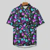 Camisas informales para hombre, camisa con estampado Floral Ditsy, blusas divertidas holgadas hawaianas con flores coloridas para vacaciones, ropa de gran tamaño personalizada de manga corta