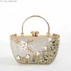 Evening Bags Female Wedding Bride Colorful Flower Wallet Flower Crystal Banquet Dinner Bag with Handle Diamond Party Handbag Z230713