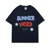 Herren-T-Shirts, Sommer-Vibes-Druck, kurzärmelig, T-Shirts für Männer, Design, modisch, Buchstaben-T-Shirts, lose Oversize-Oberteile, High Street, trendig, 4 Farben, Jugend 230712