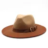 Sombrero Fedora de lana para mujer, sombreros de Jazz caqui para mujer y hombre, sombrero de fieltro clásico Vintage de ala grande para hombre y mujer