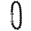 Strand Fashion personnalisé Design personnalisé haltère bonjour ajustement perlé perles mates Bracelets chaîne élastique pour hommes ou femmes