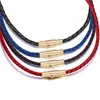 3mm Leather Necklaces for Men Women BlackRedBlueBrown Choker Braided Genuine Leather Necklace Cord Steel Magnetic Clasp L230704