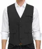 Gilet da uomo Gilet da uomo in tweed da caccia con scollo a V Vintage in lana a spina di pesce Slim Fit Business Groomsmen Abbigliamento da sposa