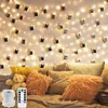 Saiten Outdoor Party Dekoration Hochzeit Weihnachten LED String Licht Girlande Weihnachten Dekor Po Clip Fee Lampe Batterie Betrieben Fernbedienung