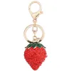 Rouge Fraise Belle Pendentif En Verre De Voiture Sac À Main Sac Porte-clés Chaîne Bijoux Cadeau Série Fruits Nouvelle Mode Porte-clés À La Mode Unisex200Y