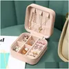 Jewelry Boxes Mini Box Organizer Display Travel Zipper Case Pu Leather Portable Earrings Necklace Ring Packaging Amp Dr Dhygp