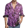 Heren Casual Shirts Velden Van Lavendel Shirt Lente Paarse Bloemen Print Mannen Trendy Blouses Lange Mouw Patroon Harajuku Top Plus Size