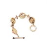 Braccialetti con ciondoli Bracciale grosso multicolore da donna Fiore di perle d'imitazione Intarsio di zirconi cubici Gioielli squisiti dell'India