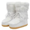 Chaussures de Neige d'Hiver 2022 pour Femmes - Chaussures de Ski à Lanières Fourrées, Montantes, Plateaux, Blancs - L230704