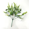 Decorative Flowers 12Pcs/Set Artificial Eucalyptus With Stem 7 Heads Non-withering Po Props Plastic Faux Green Plants Home Decoration