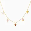 Ins Hot Sale Multicolor Crystal Ocean Animal Charm PendantNeck Laces for Women Delicate Starfish Chain Choker Halsband L230704