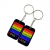 50PCS Pride Silicone Rubber Dog Tag Keychain Rainbow Ink Filled Logo Fashion Decoration for Promotional Gift250l