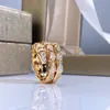 Luxe Open Rings Designer Hommes et Femmes Or Argent Serpent Plaqué Plein Diamant Motif bijoux Cadeau De Mariage