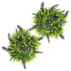 Fleurs décoratives 2 pcs Artificielle Topiaire Violet Boules D'herbe Décoration Ronde Pour L'année De Mariage Plafond Jardin En Plein Air 20 cm