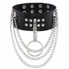 Choker Stora Rostfria Tofs Kedjor Läder Halsband För Kvinnor Goth Punk Chain Harajuku Krage Sexig Vegan Bondage Smycken