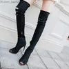 Boots Comemore Women's Over The Knee Boot Denim Peep Toe Boots Women's Stiletto Shoes Z230713