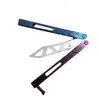 Theone Balisong AB Butterfly Training Trainer Faca Mistura de cores Uma peça alça de titânio D2 Sistema de bucha de lâmina Jilt Swing Kniv7317365