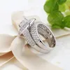 Anneaux De Mariage Or Blanc Couleur Cristal Clair Anneau Ensemble De Mode De Mariage Bague De Fiançailles Ensemble Bijoux Pour Les Femmes En Gros Bague De Mariage 230713