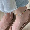 Cavigliere Bracciale con gamba di perline multicolore Catena di cavigliera elastica Piede estivo per regali di feste in spiaggia per le vacanze