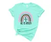 Women's T Shirts He Is Risen Easter Christian Cotton Shirt Fashsion Letter Female Clothing O Neck Short Sleeve Tees Streetwear Y2k