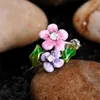 Trouwringen Mode Frisse Kleur Roze Paarse Bloemen Ring Voor Vrouwen Esthetische Ceremonie Party Accessoires Vinger Sieraden