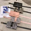 Waist Bags 2 In 1 Flap Leather Fanny Pack Ladies Belt Bag PU Contrast Color Leopard Stripe Mini Mobile Phone 230713