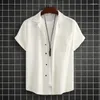 Chemises décontractées pour hommes à manches courtes couleur unie chemise de base Blouses amples Style japonais Cardigan mâle Cothing