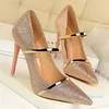 Chaussures habillées mariage femmes pompes paillettes talons hauts bureau dame talon aiguille femme