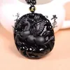 Pendant Necklaces KYSZDL Natural Obsidian Carving Horse Women Models Sweater Chain Jewelry Gifts FREE ROPE