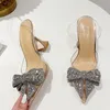 Chaussures habillées Liyke Mode Cristal Paillettes Noeud Papillon Femmes Pompe Sexy Bout Pointu Talons Hauts Chaussures De Bal De Mariage Femmes PVC Sandales Transparentes 230713