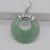 Hänge Halsband Naturlig Grön Aventurin Circle Stone GEM Smycken S3150