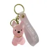 Blogueiro de moda designer de joias de cristal sentado Bulldog chaveiro fofo cachorrinho bolsa de boneca pingente de celular Chaveiros Lanyards Chaveiros atacado YS53